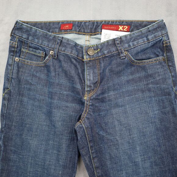 X2 Pants Womens 8L Blue Bootcut Low Rise Button Zip Raw Wash Quality Denim Jeans - Picture 6 of 16